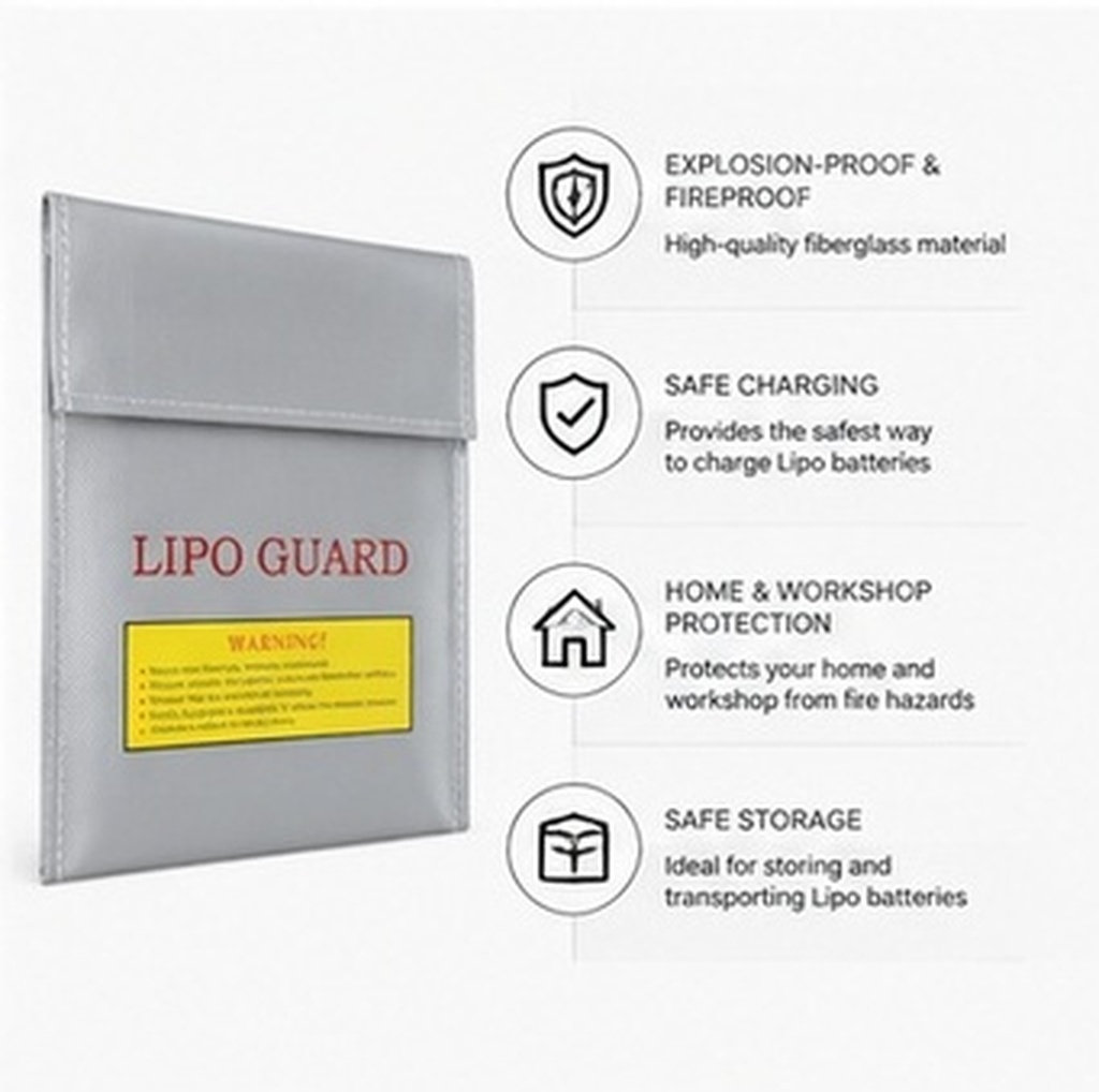 Lipo Battery Fireproof Safety Charge Box - 18x23 см Профессиональный огнеупорный защитный чехол