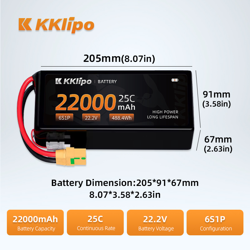 Производство производства Высо – обзор и цена Tattu 6S 22000Mah Lipo Battery